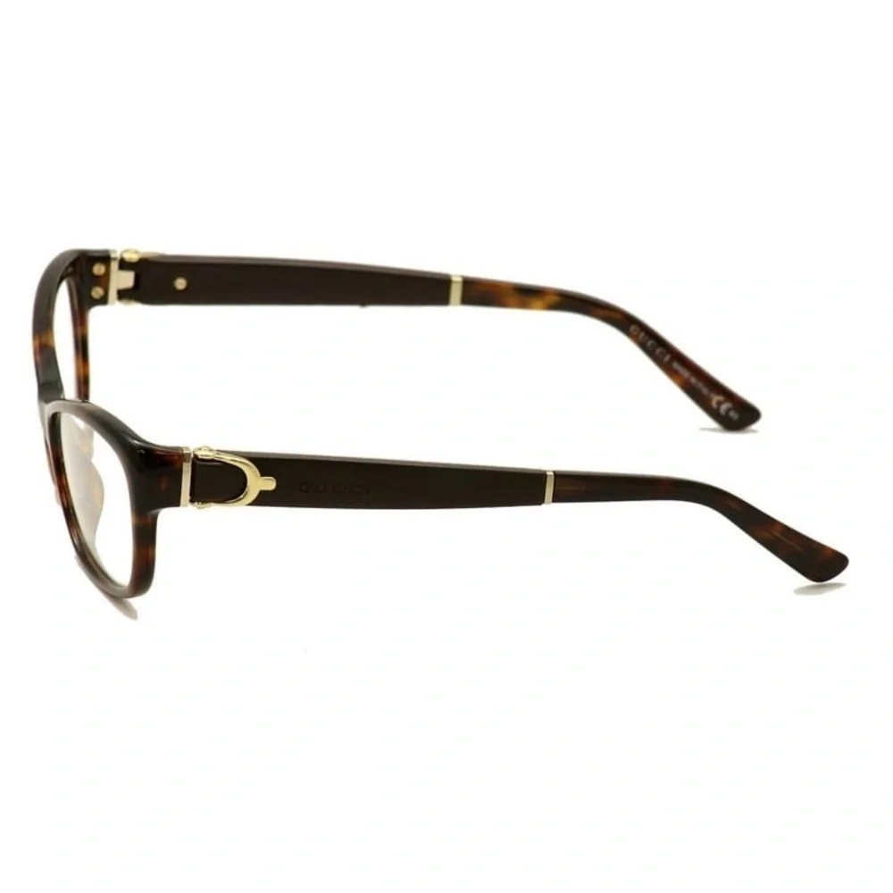 Gucci Full Rim Frame Glasses for Women Brown Tortoiseshell Frame & Leather Sides
